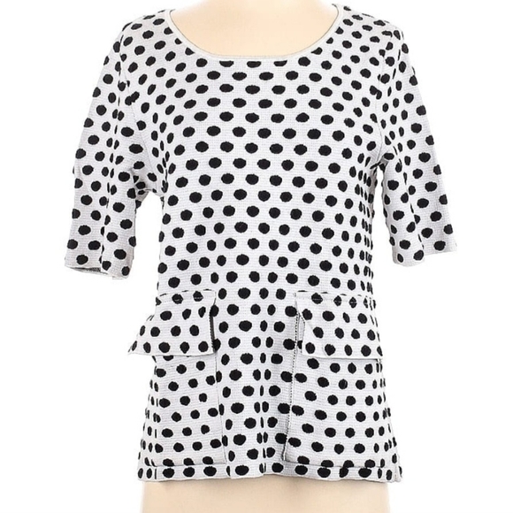 Moth Dottie Black & WhiteDot Pocket Top - Picture 3 of 6